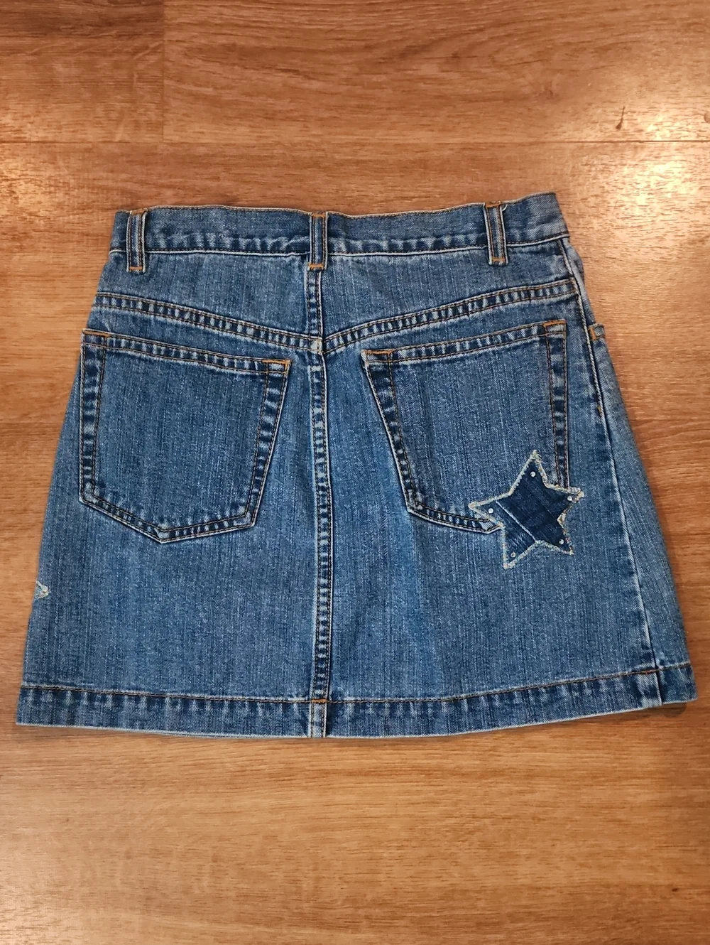 Gap Sparkly Star Patch Denim Mini Skirt, Girls 8